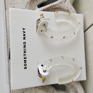 Something Navy New with Tag , clear Tone earrings